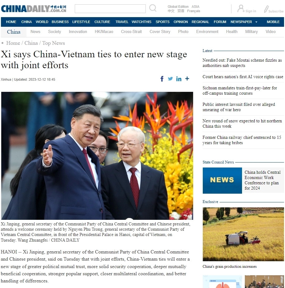 President Xi Jinping’s Vietnam visit grabs Chinese headlines